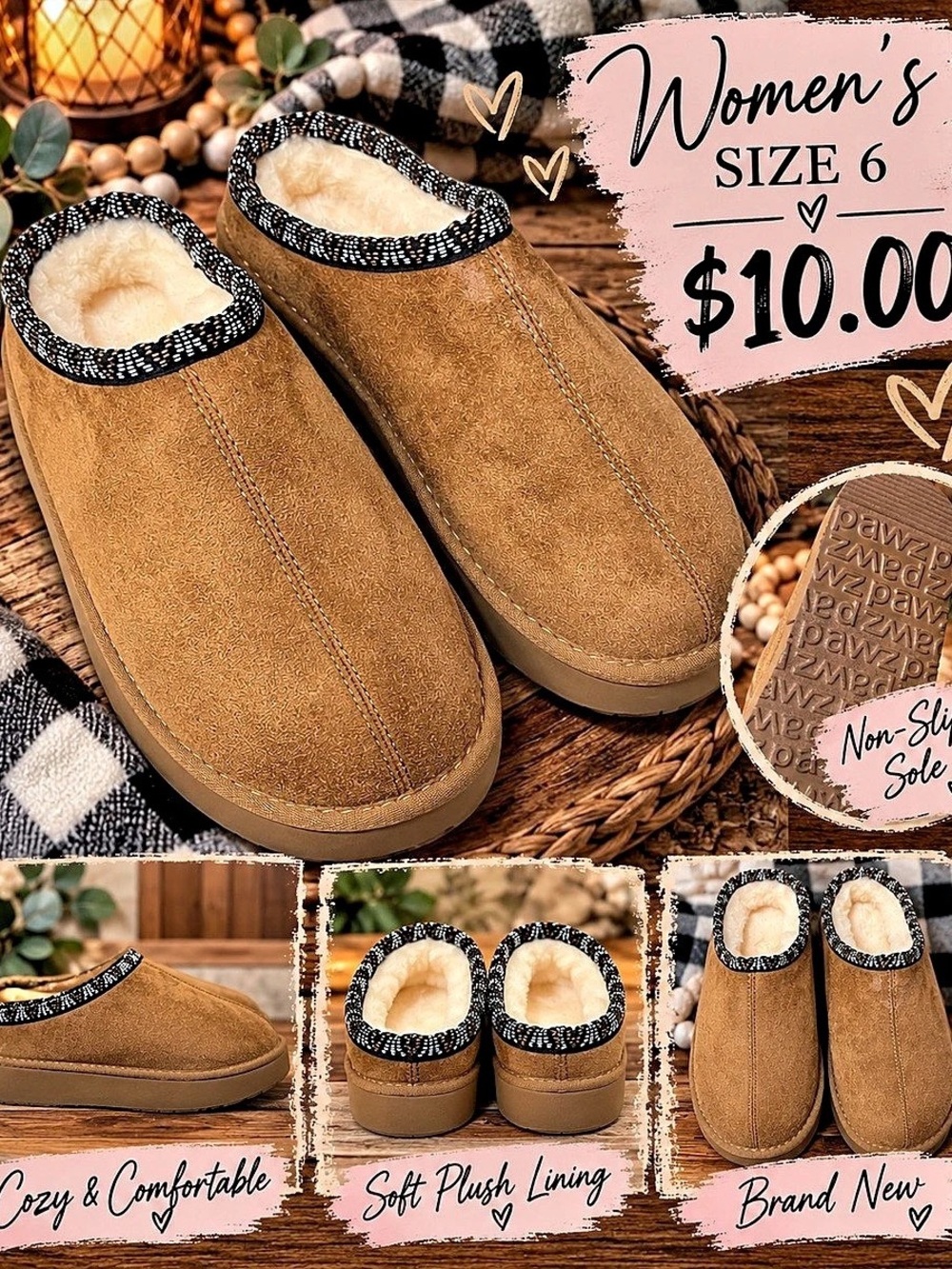 Suede Scuff Slipper Brown US 6